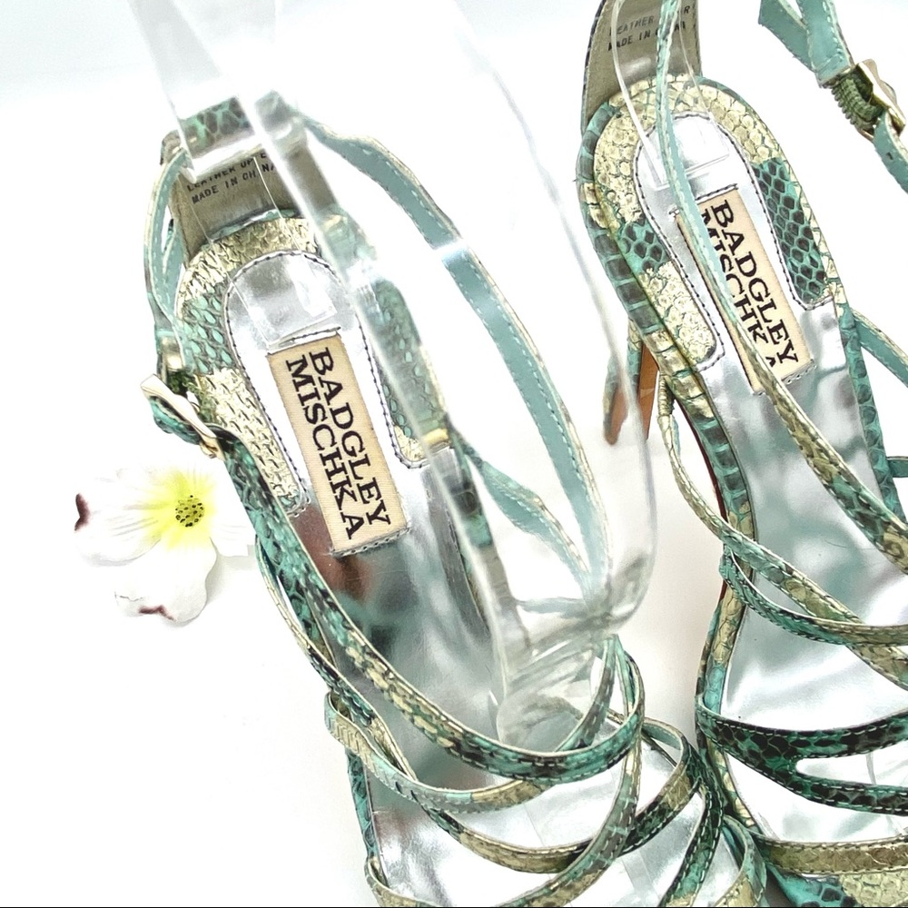 L EUC Badgley Mischka Snakeskin Heels, 6 - Picture 9 of 14